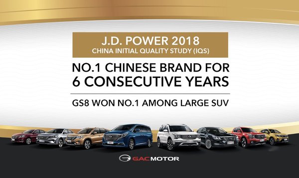 J.D. 파워 순위에서 6년 연속으로 중국 브랜드 1위에 오른 GAC Motor