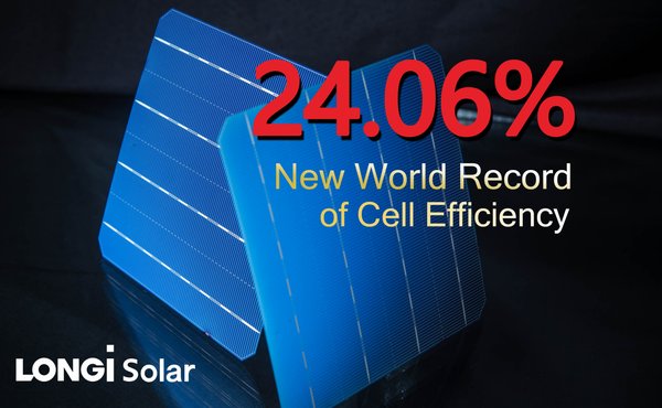 LONGi Solar의 양면 단결정 PERC 태양전지, 세계 신기록 세워 -- 24.06% 달성