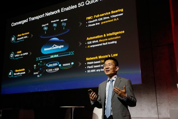 Jeffrey Gao, President, Huawei Router & Carrier Ethernet Product Line, meluncurkan solusi jaringan transportasi terkonvergensi yang siap untuk era 5G