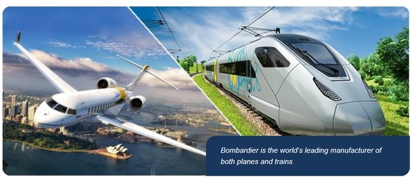 庞巴迪公司是一家能够同时生产飞机和火车的国际性交通运输装备制造商