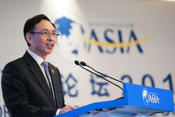 Yan Xiaoming, phó chủ tịch Tập đoàn truyền thông Trung Quốc, có bài phát biểu quan trọng tại Hội nghị hợp tác truyền thông châu Á trong Diễn đàn Boao cho Hội nghị thường niên châu Á 2019 tại Boao, phía nam tỉnh Hải Nam, ngày 29 tháng 3 năm 2019. [Ảnh: Li Jin]