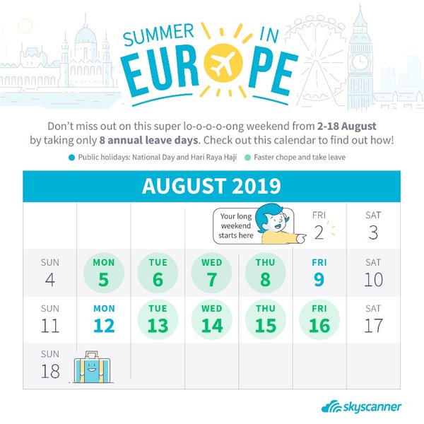 Skyscanner helps Singapore travellers with another public holiday hack that gives them a 16-day holiday for 8 days of leave.