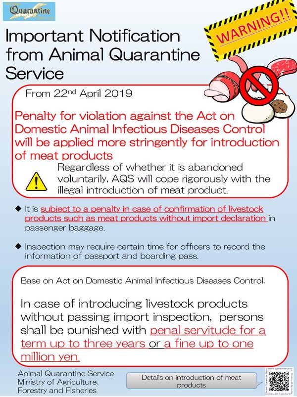 Thông báo quan trọng từ cơ quan Dịch vụ Kiểm dịch Động vật (Animal Quarantine Service)