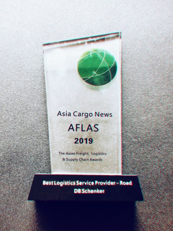 Asia Cargo News AFLAS 2019授予德铁信可"最佳物流服务供应商-陆运"奖项