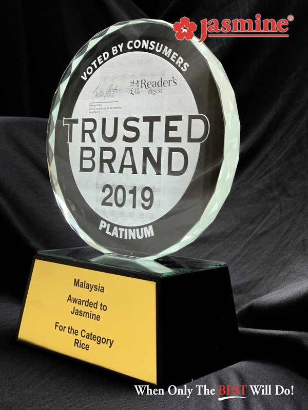 Jasmine Food Wins Malaysia's Reader's Digest Most Trusted Brand Award for 15 Consecutive Years