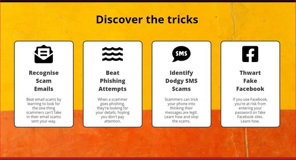 How Scams Work has 4 built-in scam simulators - SMS, email and two phishing simulators to educate and help users combat malicious activity.