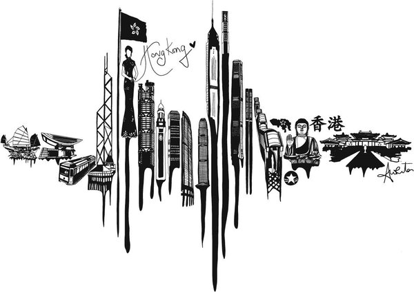 保柏環球帶來以香港天際線設計的獨特聲波素描藝術