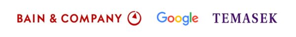 Logo of Bain & Company, Google and Temasek