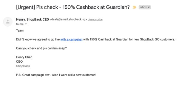 ShopBack GO x Guardian 150% Cashback Campaign - ShopBack Marketing Team confirms 150% Cashback at Guardian is '100% real'