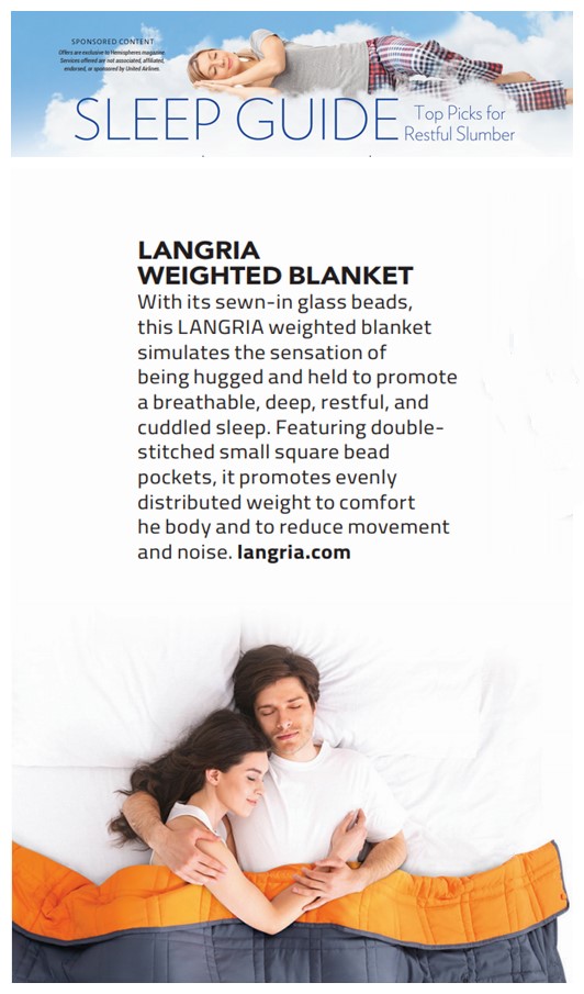 United Airlines published SLEEP GUIDE in its October in-flight magazine, and the Leading home furnishing brand LANGRIA was selected.