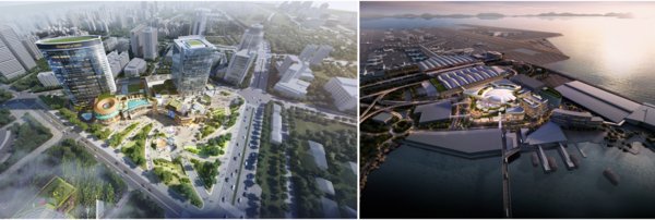 左：福州香格里拉綜合開發項目 右：香港國際機場航天城