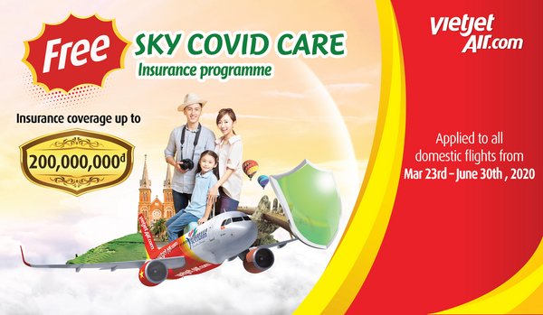 Vietjet is offering free COVID-19 insurance to all passengers who have flown on the airline's domestic flights from 23 March to 30 June 2020. (Photo: Vietjet) 