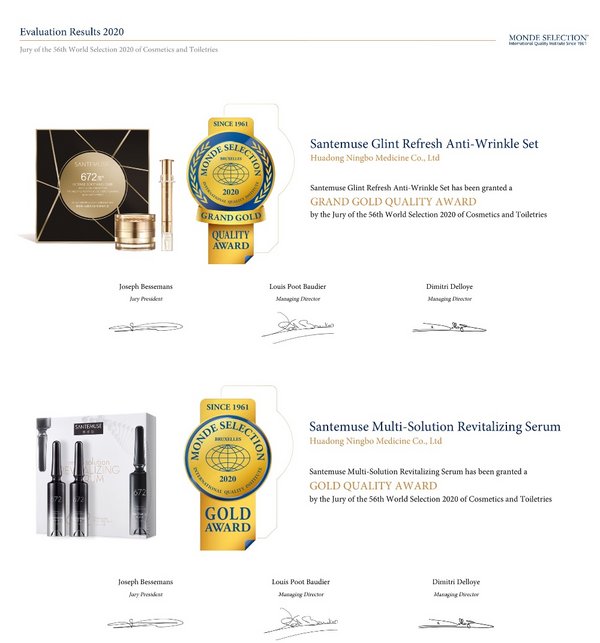 SANTEMUSE Wins Global Recognition with Grand Gold & Gold Medals by Monde Selection