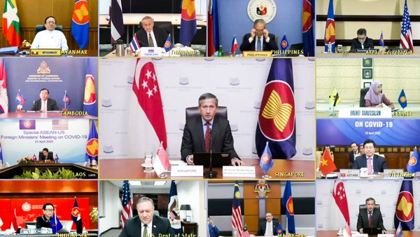 Minister for Foreign Affairs Dr Vivian Balakrishnan at the Videoconference for the ASEAN-US Special Foreign Ministers’ Meeting on COVID-19.
