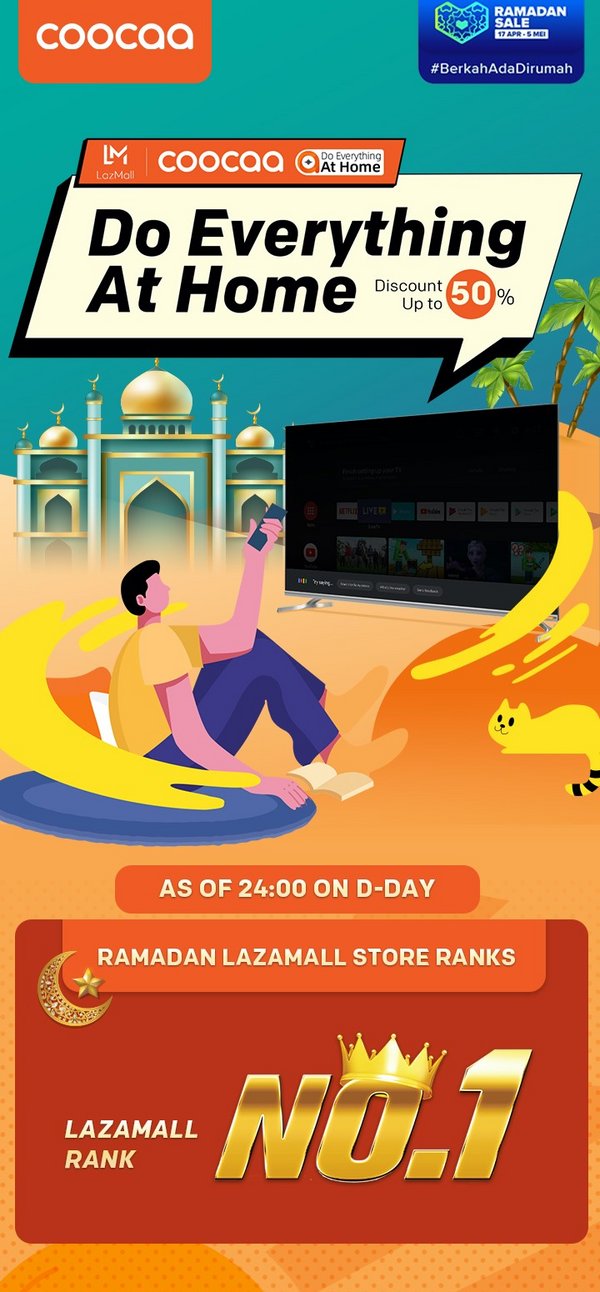 COOCAA Ungguli Senarai Terlaris TV Pintar di Jualan Ramadan Lazada 