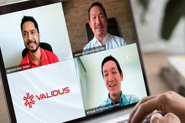 Từ trên cùng bên trái: Nikhilesh Goel, Đồng sáng lập của Validus, James Lee, Giám đốc điều hành Quỹ tăng trưởng Vertex và MX Kuok của K3 Ventures / Quỹ Orion