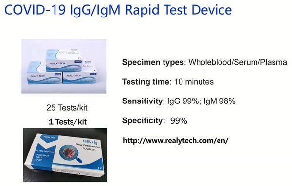 Donated anti epidemic materials: Hangzhou Realy rapid test Device