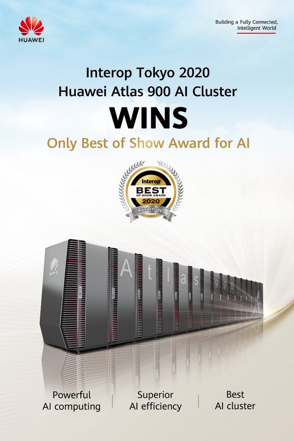 Huawei Atlas 900 giành giải thưởng Sản phẩm xuất sắc nhất duy nhất ở hạng mục AI trong chương trình Interop Tokyo 2020