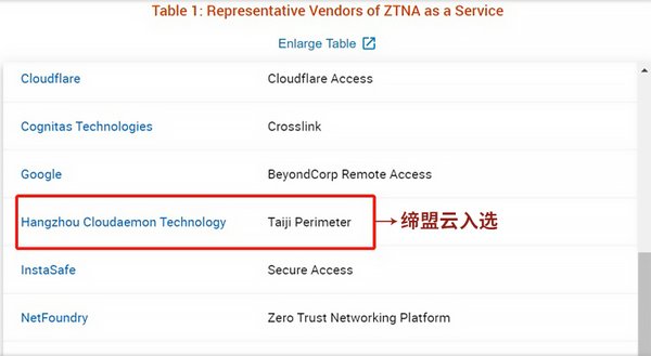 Gartner ZTNA as a Service供应商列表