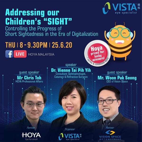 VISTA Eye Specialist, Hoya Vision Care and Vision Space Optometrist collaborate to educate about the rising problem of Short-sightedness.