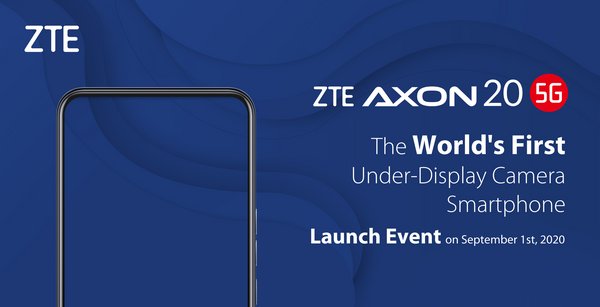 ZTE Axon 20 5Gが2020年9月1日発売の予定